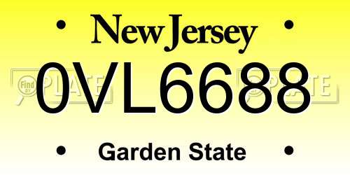 0VL6688 New Jersey License Plate