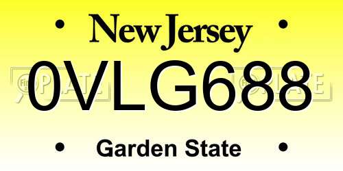 0VLG688 New Jersey License Plate