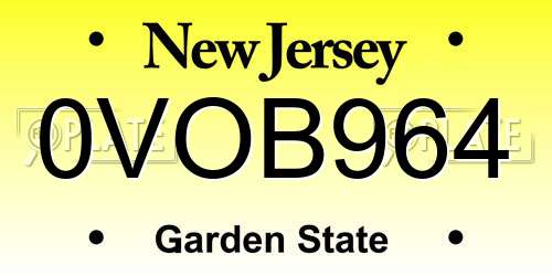0VOB964 New Jersey License Plate