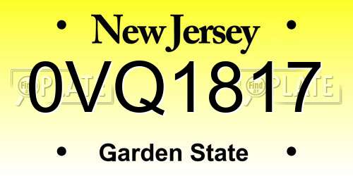0VQ1817 New Jersey License Plate