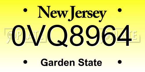 0VQ8964 New Jersey License Plate