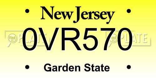 0VR570 New Jersey License Plate