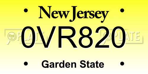 0VR820 New Jersey License Plate