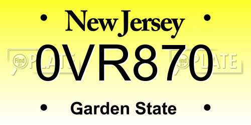 0VR870 New Jersey License Plate