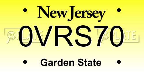 0VRS70 New Jersey License Plate