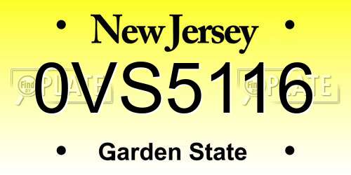 0VS5116 New Jersey License Plate