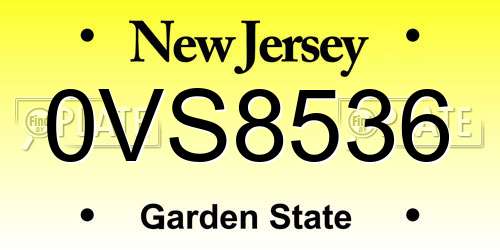 0VS8536 New Jersey License Plate