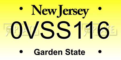 0VSS116 New Jersey License Plate