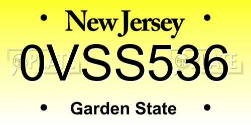 0VSS536 New Jersey License Plate