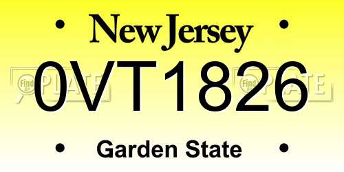 0VT1826 New Jersey License Plate
