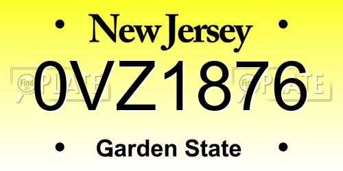 0VZ1876 New Jersey License Plate