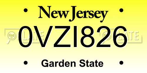 0VZI826 New Jersey License Plate