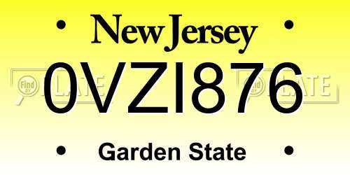 0VZI876 New Jersey License Plate