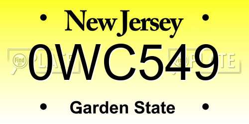0WC549 New Jersey License Plate