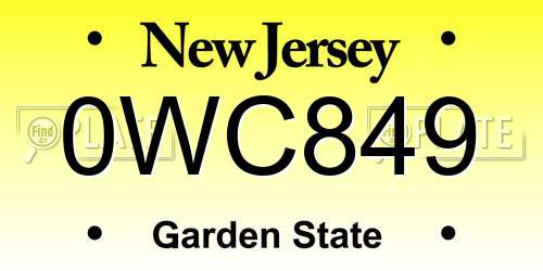 0WC849 New Jersey License Plate