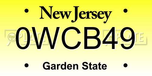 0WCB49 New Jersey License Plate