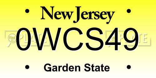 0WCS49 New Jersey License Plate