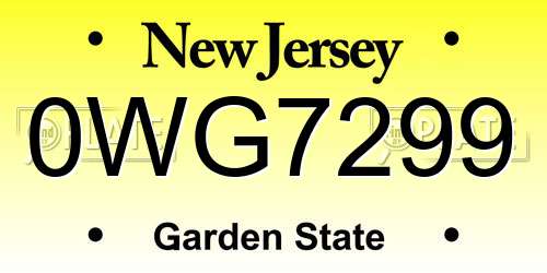 0WG7299 New Jersey License Plate
