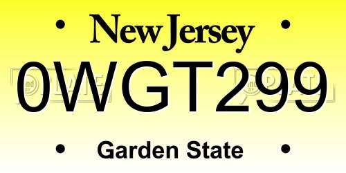 0WGT299 New Jersey License Plate