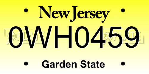 0WH0459 New Jersey License Plate