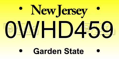 0WHD459 New Jersey License Plate