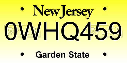 0WHQ459 New Jersey License Plate