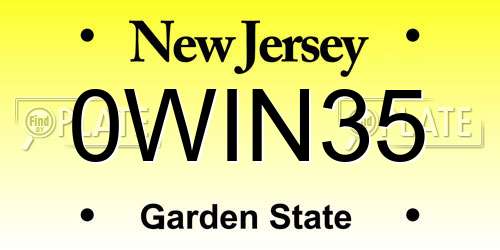0WIN35 New Jersey License Plate
