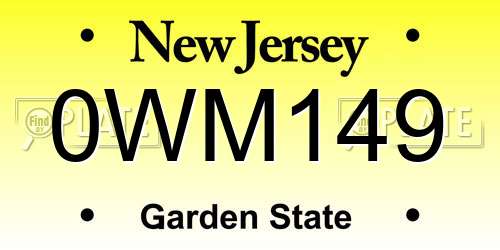 0WM149 New Jersey License Plate