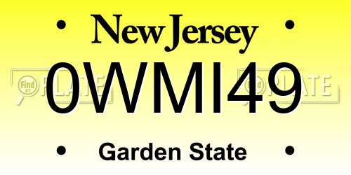 0WMI49 New Jersey License Plate