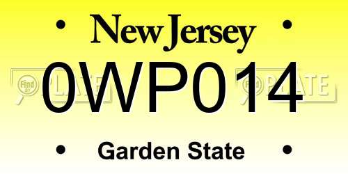 0WP014 New Jersey License Plate