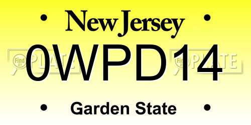 0WPD14 New Jersey License Plate