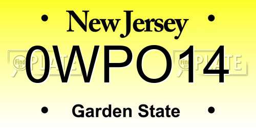 0WPO14 New Jersey License Plate