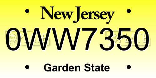 0WW7350 New Jersey License Plate