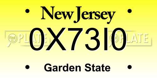 0X73I0 New Jersey License Plate