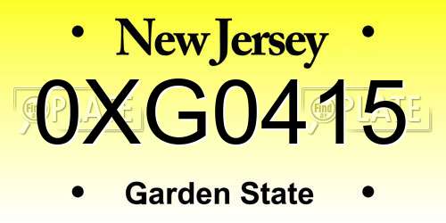 0XG0415 New Jersey License Plate