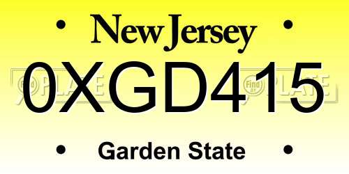 0XGD415 New Jersey License Plate