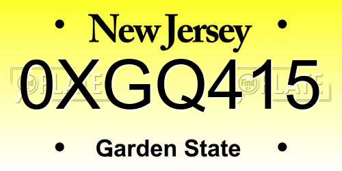 0XGQ415 New Jersey License Plate