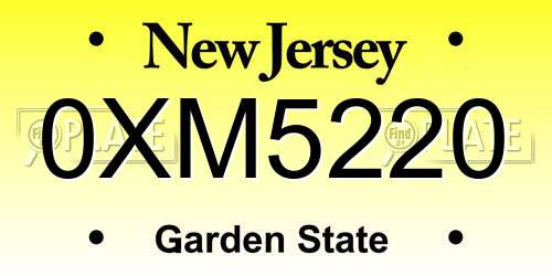 0XM5220 New Jersey License Plate