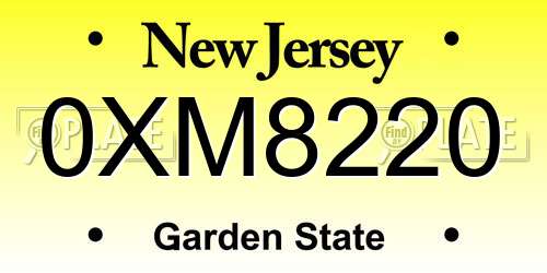 0XM8220 New Jersey License Plate
