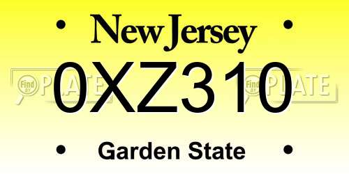 0XZ310 New Jersey License Plate
