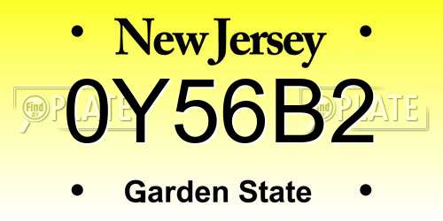 0Y56B2 New Jersey License Plate
