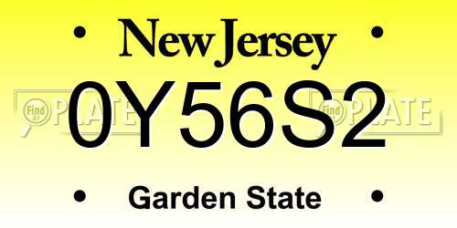 0Y56S2 New Jersey License Plate