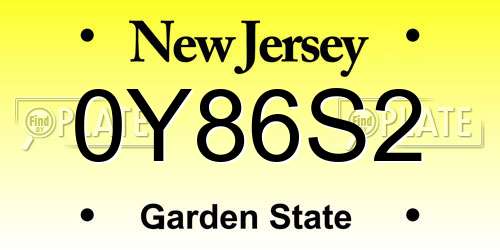 0Y86S2 New Jersey License Plate