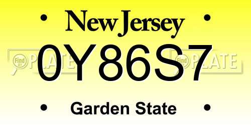 0Y86S7 New Jersey License Plate