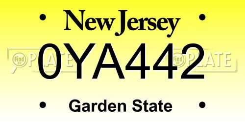 0YA442 New Jersey License Plate