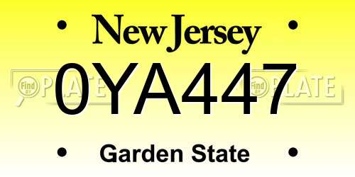 0YA447 New Jersey License Plate