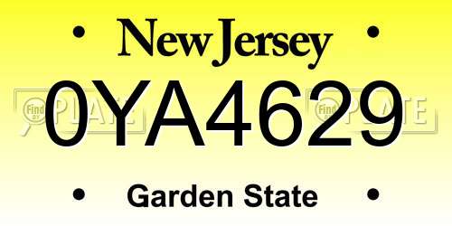 0YA4629 New Jersey License Plate