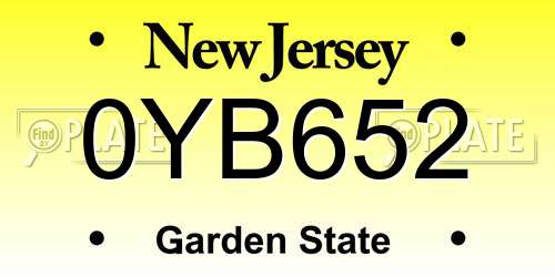 0YB652 New Jersey License Plate