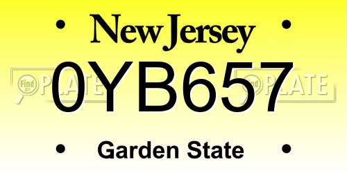 0YB657 New Jersey License Plate