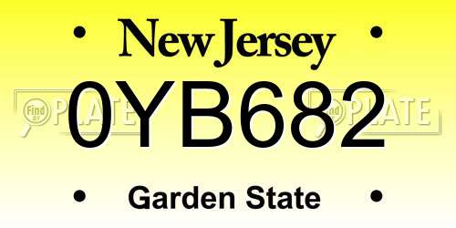 0YB682 New Jersey License Plate